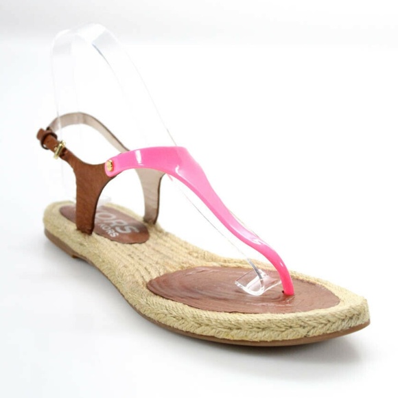 KORS Michael Kors Shoes - Michael Kors T-Strap Sandals Brown Leather Pink